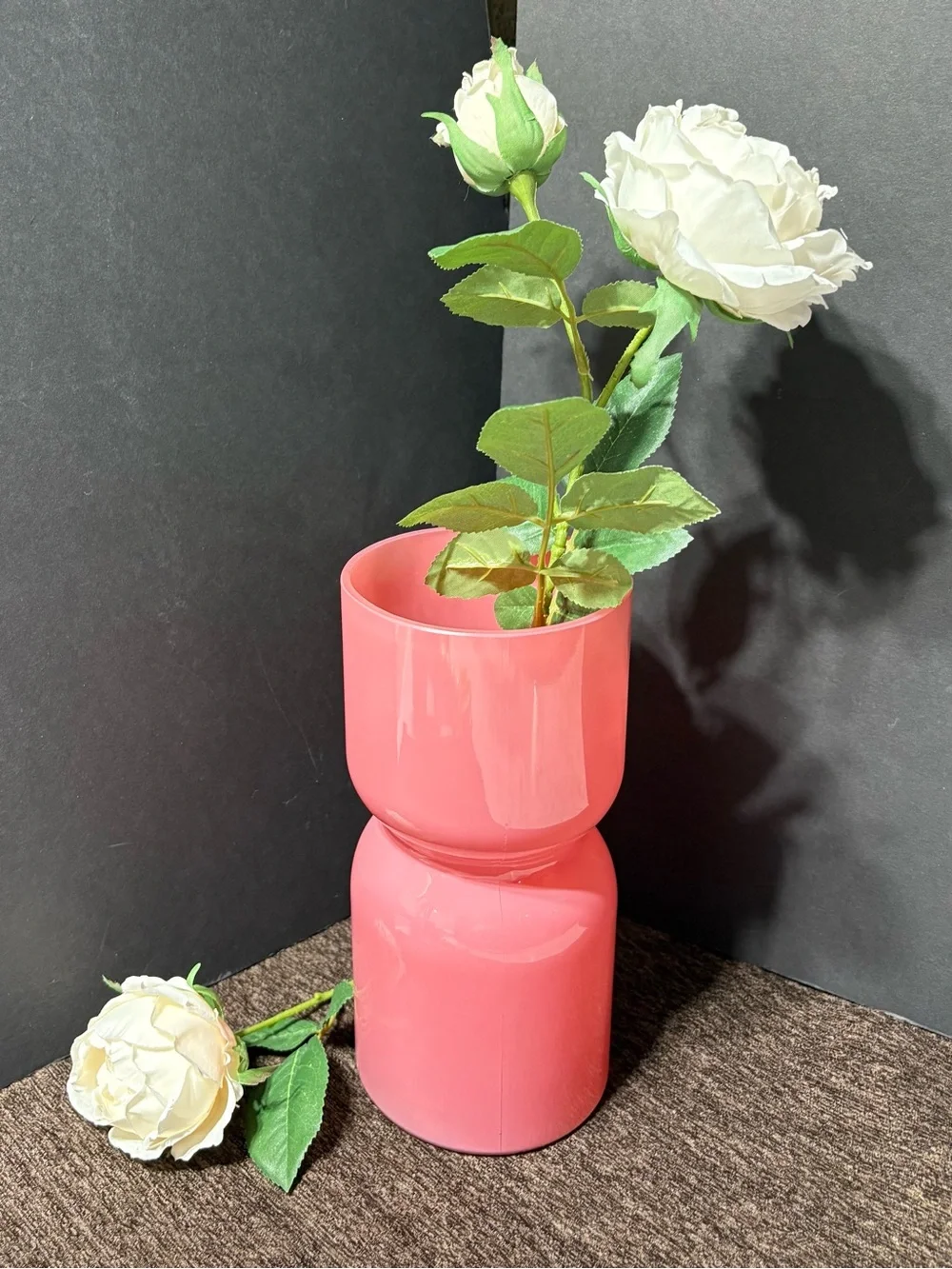 Coral Pink Hourglass Ceramic Vase - Home Accents